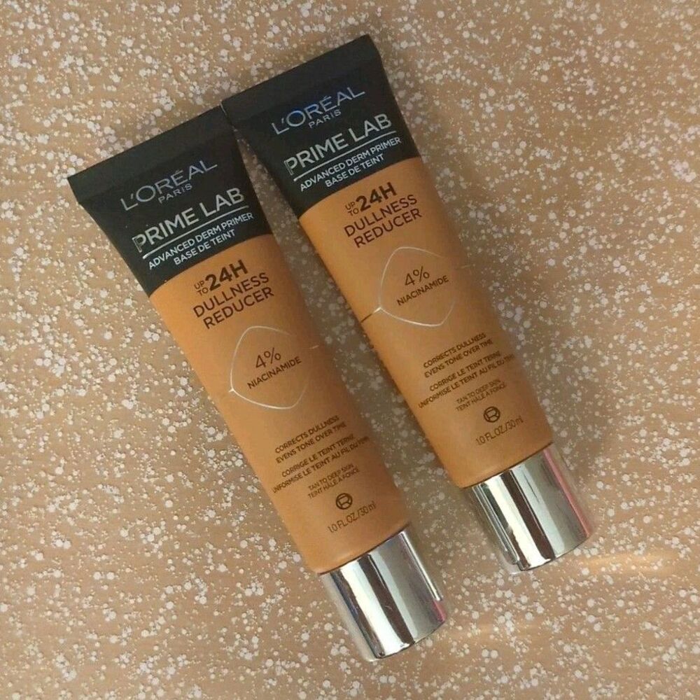 (2) L'Oreal Paris Up to 24hr Prime Lab Dullness Reducer Tan To Deep Skin Loreal
